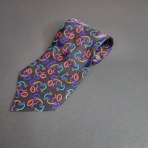 Vtg 1990s Mickey Mouse Neon Profile Black Background Tie Walt Disney World Silk